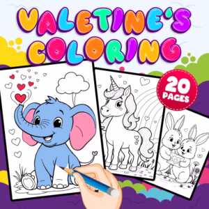 Valentine's Day Coloring Book: 20 Adorable Pages of Animals, Unicorns, and More!