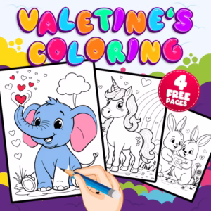 FREE Valentine's Day Coloring Book: 4 Adorable Pages of Animals