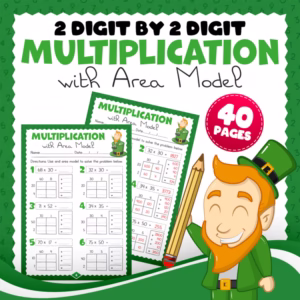 St. Patrick's Day Theme 2 Digit by 2 Digit Multiplication with Area Model