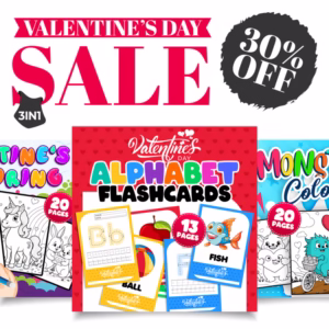 Valentine's Learning & Creativity Pack: Flashcards & Coloring Pages