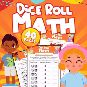 Dice Math: Fun Roll and Race Addition within 20 Worksheets for Kids