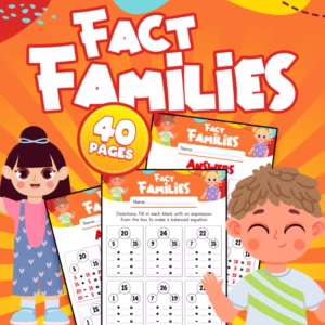 Fact Families Addition and Subtraction Practice Worksheets