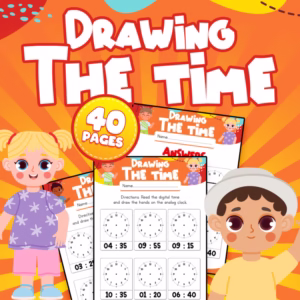 Drawing the Time Worksheets: 40 Pages of Telling Time Practice | K-2 Math