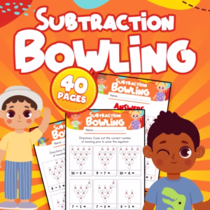 Subtraction Bowling Worksheets - 40 Pages of Fun Subtraction Practice | K-1 Math