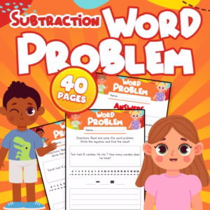 Subtraction Word Problems: 40 Engaging Pages for Kindergarten & 1st Grade Math