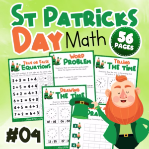 St. Patrick's Day Math Activities V4: Telling Time, Word Problems, Equations