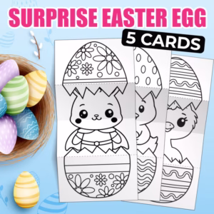Surprise Easter Egg Coloring Cards, Spring Crafts, Easter Craft Kindergarten
