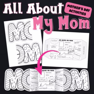 Mother's Day Questionnaire: "All About Mom" Letter Foldable Gift Craft