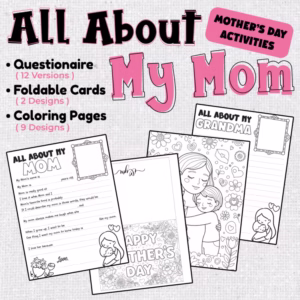 Mother's Day Questionnaire & Coloring Pages - Mother's Day Card Writing & Craft