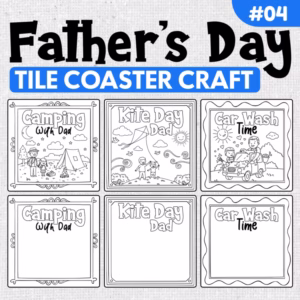 Father’s Day Tile Coaster Craft PACK #4 | Printable Coloring Coaster Template