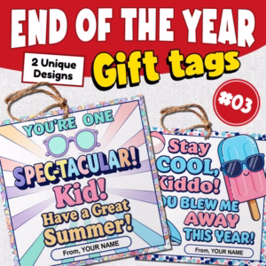 Sunglasses Summer Send-Off Gift Tags | End-of-Year Printable for Students