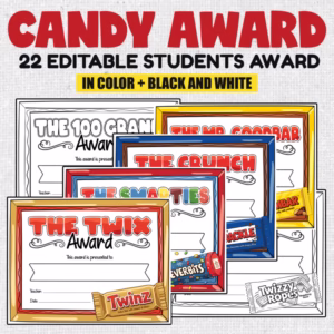Editable Candy Awards | End-of-Year Student Superlatives | Last Day Certificates