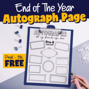 FREE End-of-the-Year Autograph Page | Yearbook Signing Page, PreK–5th Grade