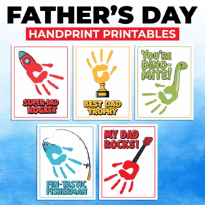 Fathers Day Handprint Craft Printables, Funny Cute Fathers Day Art Gift for Kids
