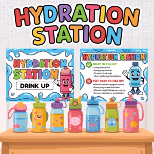 Hydration Station Sign & Rules & Posters - Classroom Management Tool