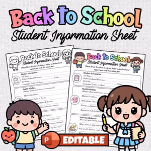 Student Information Sheet Parents to Fill Out | Editable Sheet | Back to School