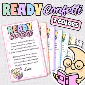 Gingham Ready Confetti Tag Kindergarten Poem, Jitter Glitter Night Before School