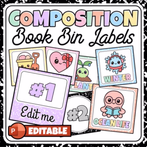 Composition Notebook Book Bin Labels | Editable Classroom Library Labels