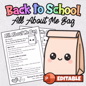 Editable All About Me Bag | Meet the Teacher Template | Getting to Know You