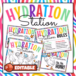 Silly Goose Hydration Station Sign Poster Rules | Water Bottle Station Labels