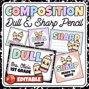 Editable Composition Notebook Sharp and Dull Pencil Labels | Pencil Cup Labels