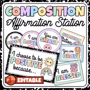 Affirmation Station Pastel With Pictures, Composition Notebook Mirror Decor