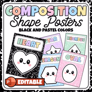 Composition Notebook Shape Posters | Rainbow Classroom Decor & Bulletin Board