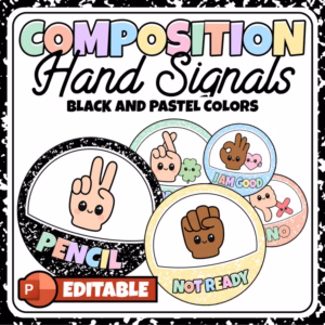 Composition Notebook Hand Signal Posters | Editable Pastel ASL Sign Language