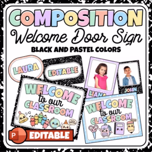 Composition Notebook Welcome Door Sign Display | Editable Classroom Door Decor