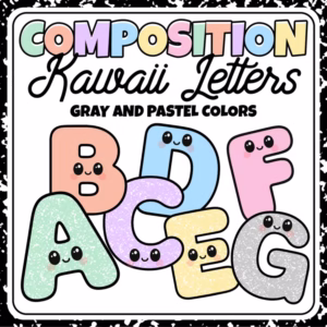 Composition Notebook Kawaii Bulletin Board Letters | Pastel A-Z  Classroom Decor