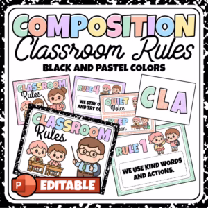 Composition Notebook Preschool Classroom Rules Posters & Bulletin Board Letters