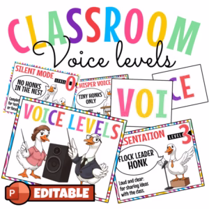 Goose Class Pet Voice level Posters, Chart | Silly Goose Classroom Management