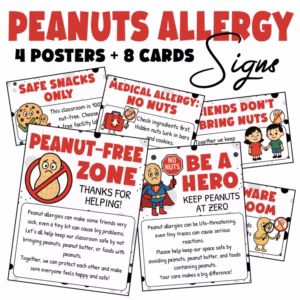 Peanut Allergy Sign | Food Allergy Form, Nut Allergy Poster Classroom Door Decor
