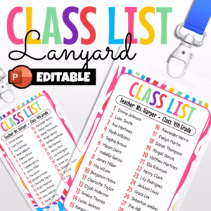 Lanyard Class List | Mini Name Tag Template | Editable Lanyard Schedule Bus List