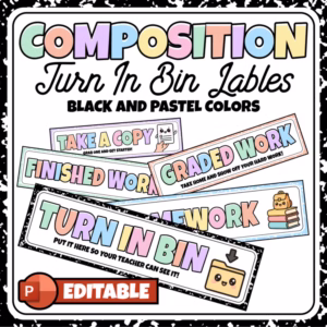 Turn In Bin Label Editable | Composition Notebook Labels | Turn In Tray Labels