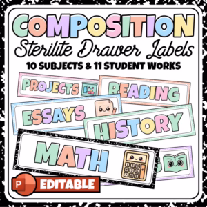 Sterilite Drawer Labels Editable – Composition Notebook Classroom Organization