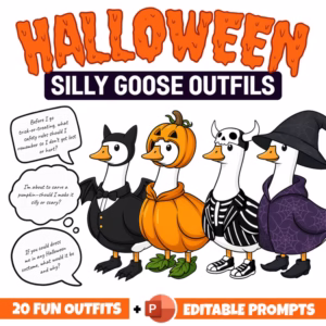 Halloween Silly Goose Class Pet – Porch Goose Outfits & Editable Prompts Speech