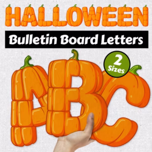Halloween Bulletin Board Kit | Pumpkin Letter & Numbers  | Fall Door Decor PDF