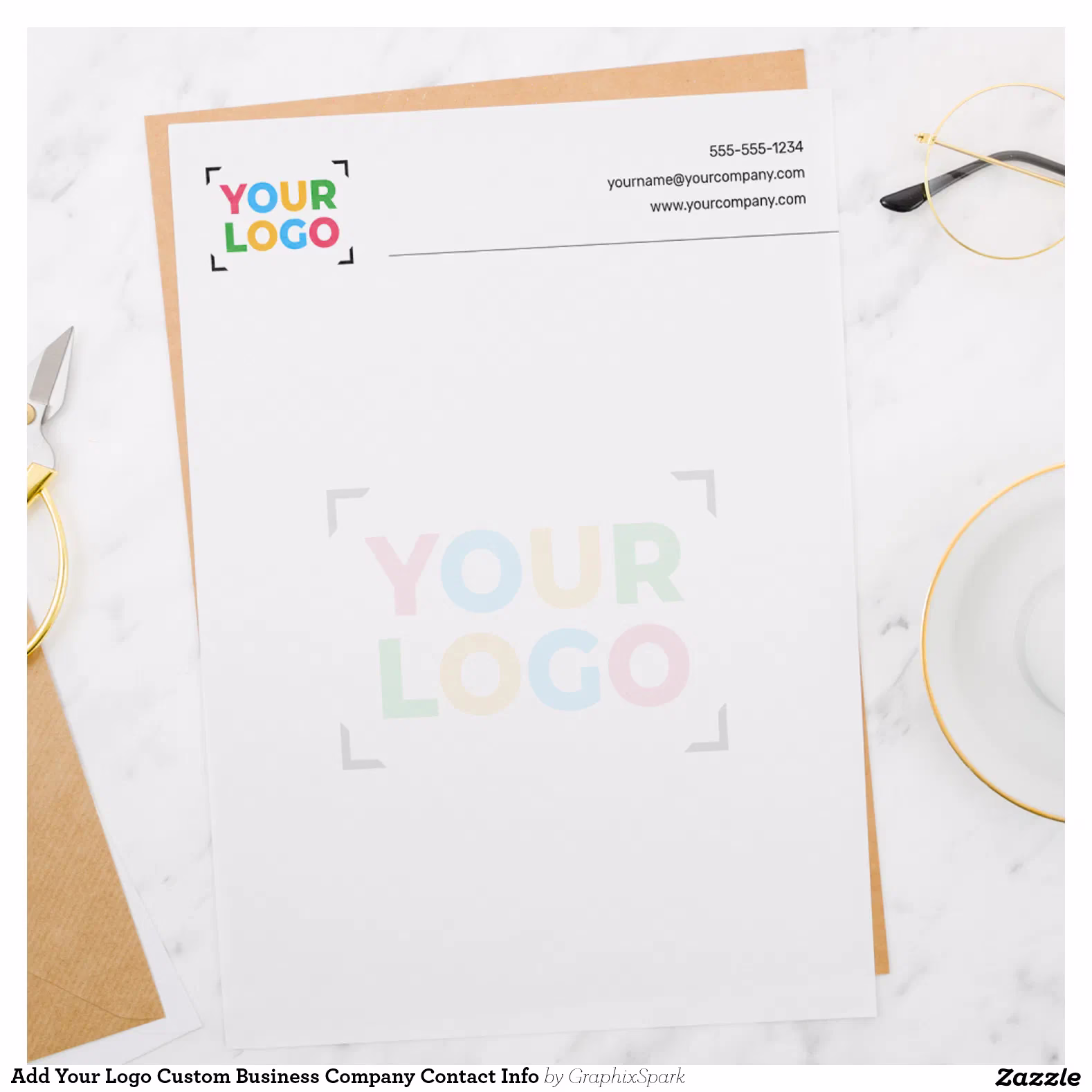 Add Your Logo Custom Business Company Contact Info Letterhead