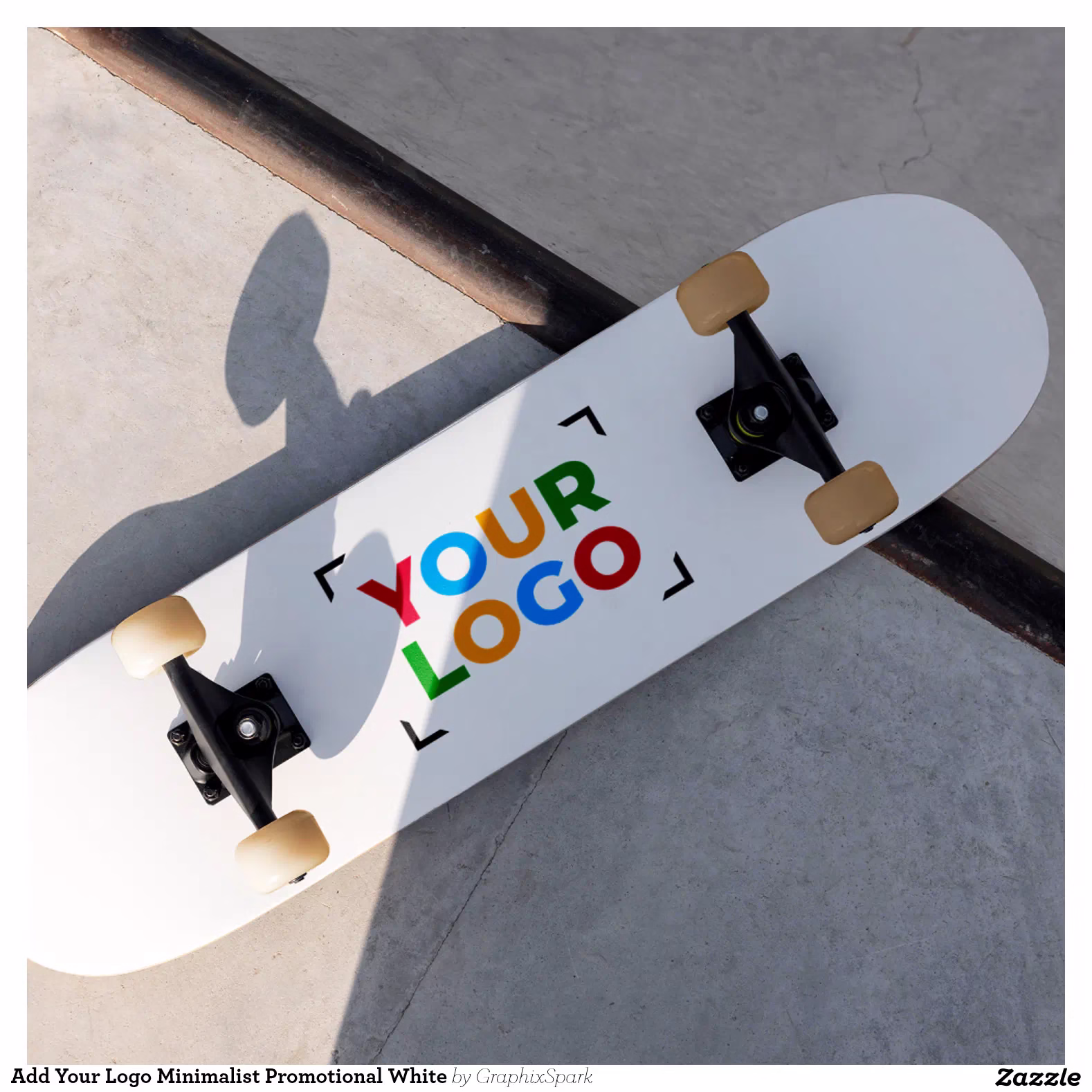 Add Your Logo Minimalist Promotional White Skateboard