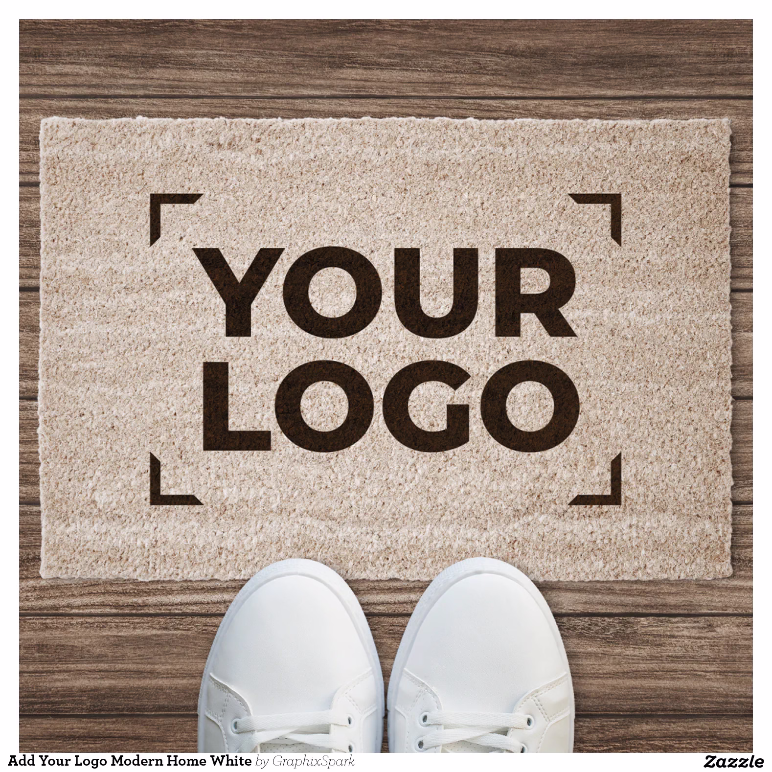 Add Your Logo Modern Home White Fiber Doormat