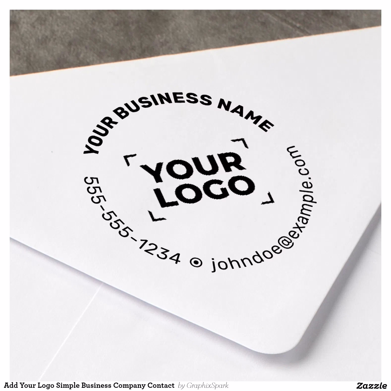 Add Your Logo Simple Business Company Contact  Self-inking Stamp