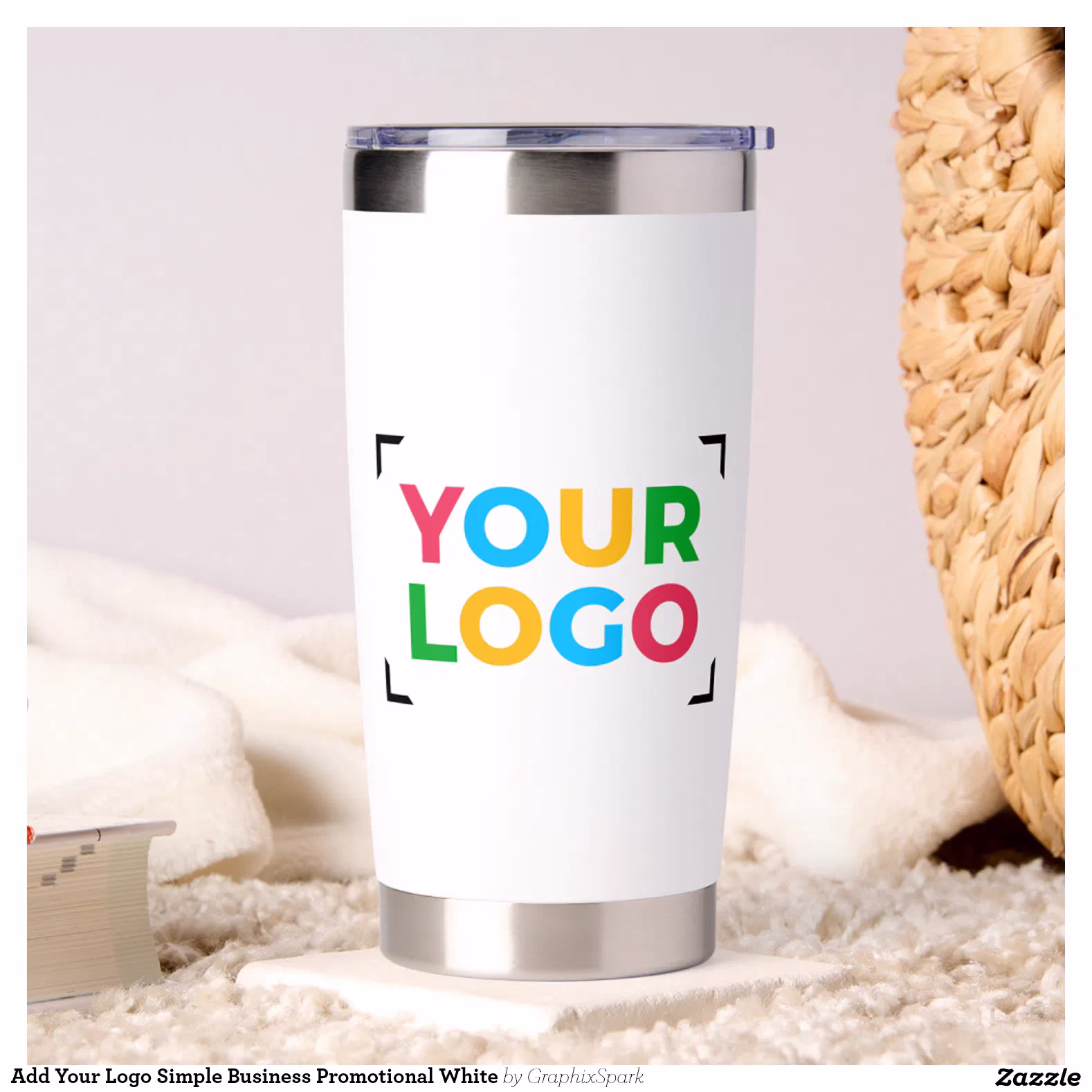 Add Your Logo Simple Business Promotional White Insulated Tumbler