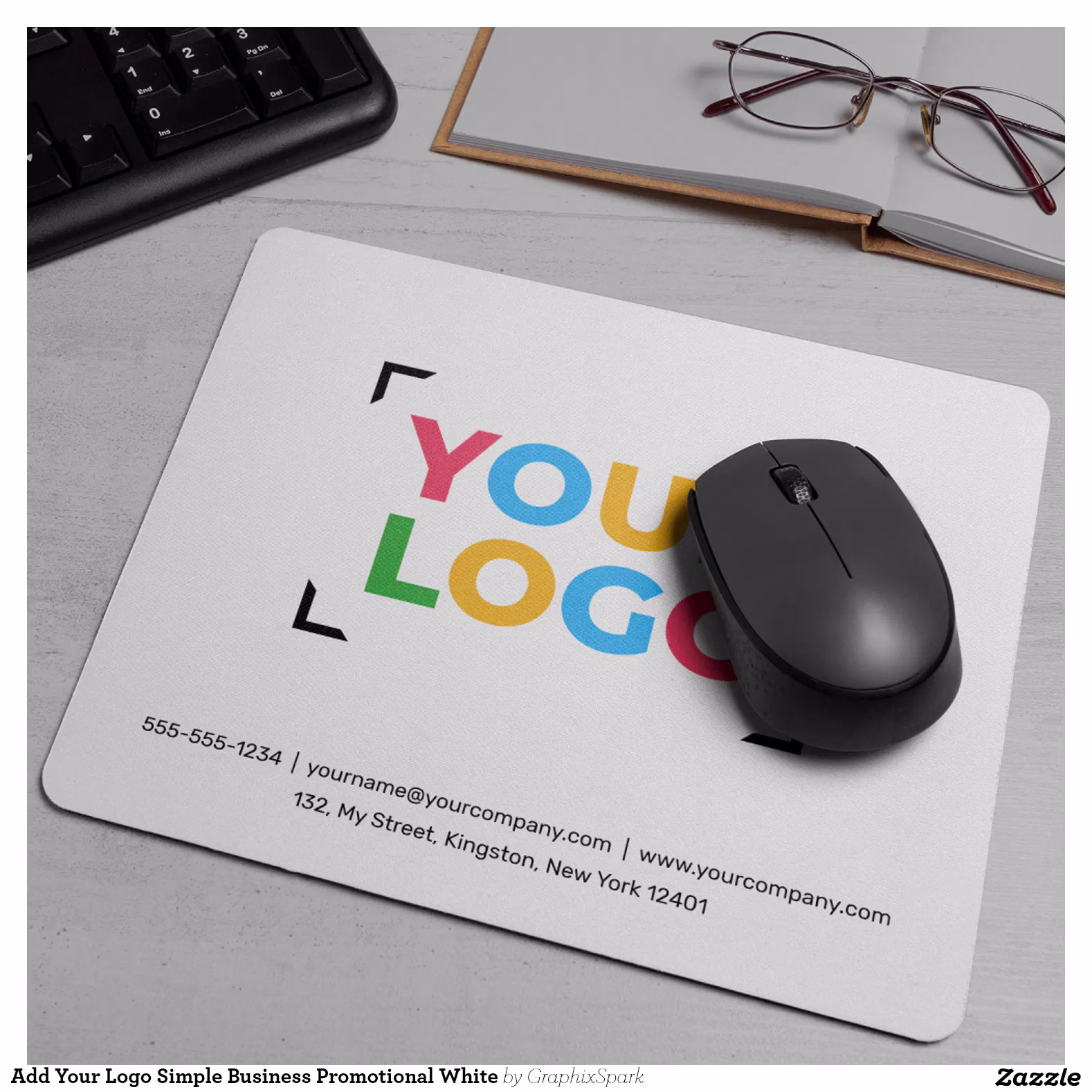 Add Your Logo Simple Business Promotional White Mouse Pad