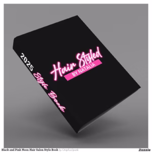 Black and Pink Neon Hair Salon Style Book 3 Ring Binder