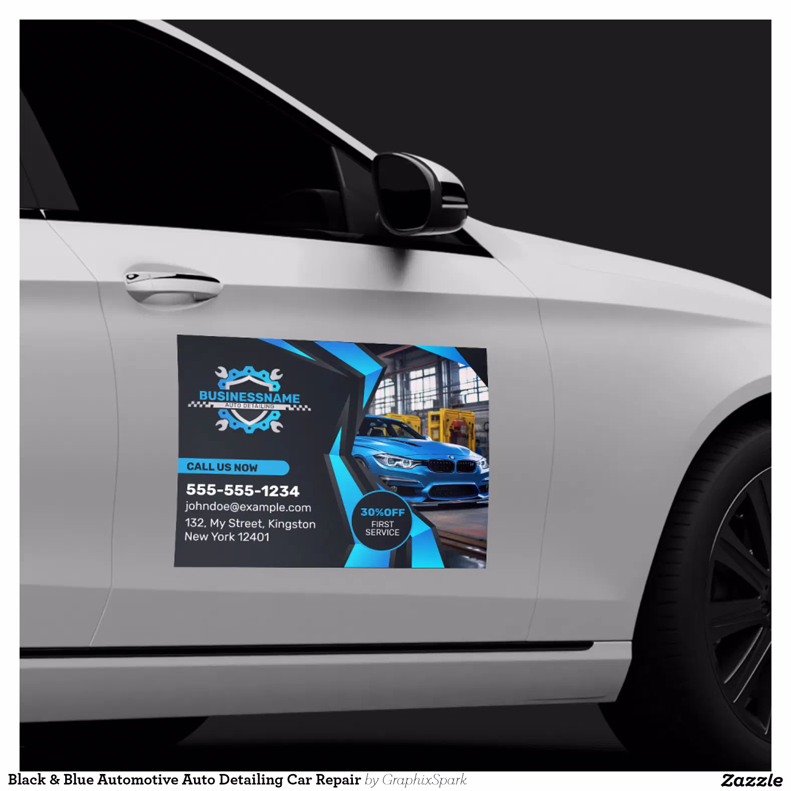 Black & Blue Automotive Auto Detailing Car Repair Car Magnet