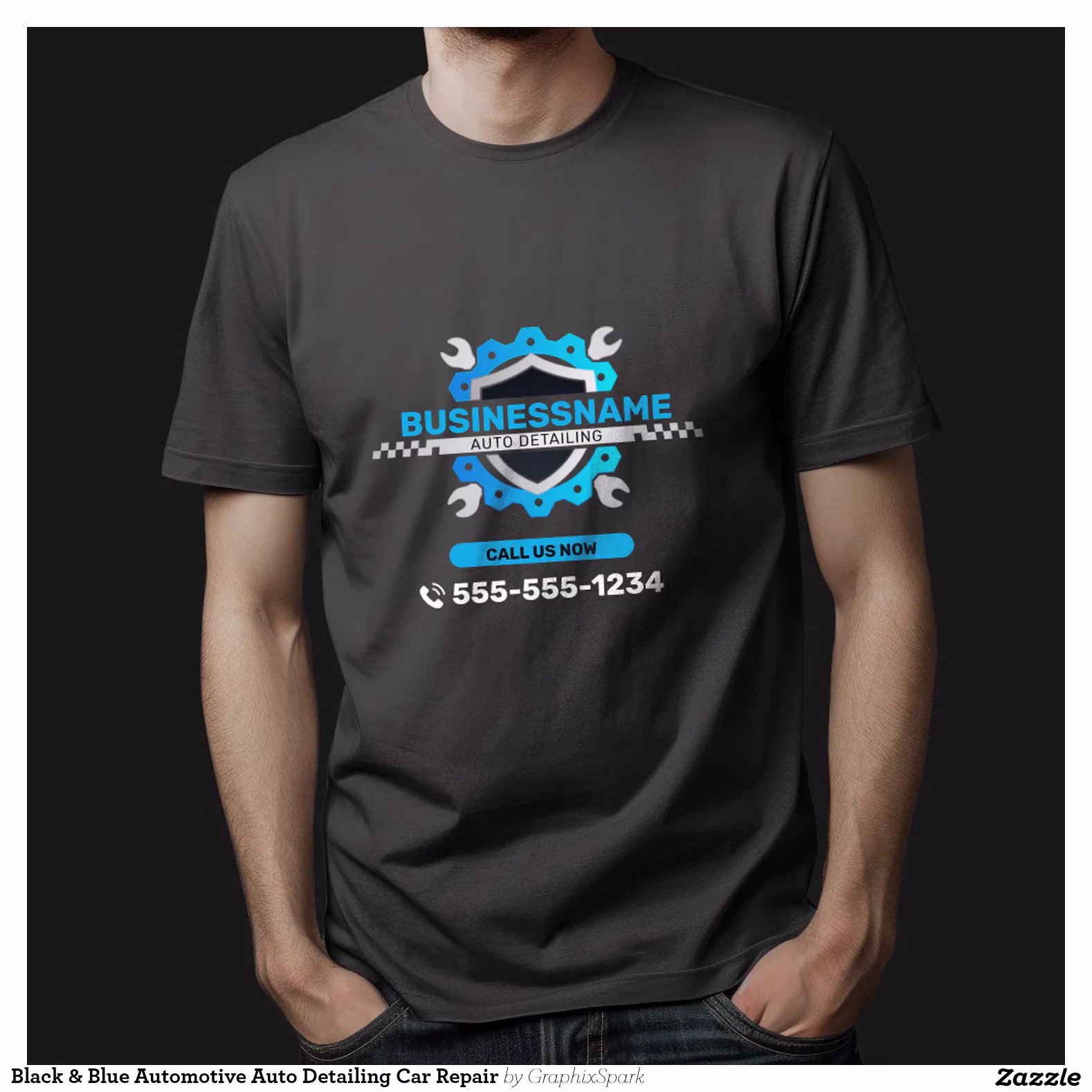 Black & Blue Automotive Auto Detailing Car Repair T-Shirt