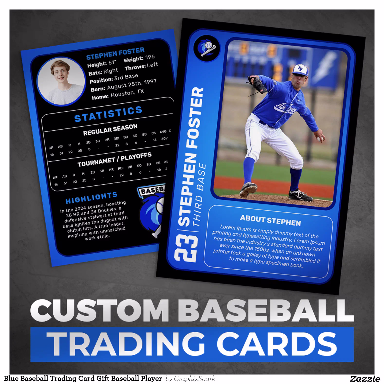 Blue Baseball Trading Card Gift Baseball Player 