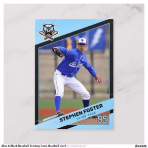 Blue & Black Baseball Trading Card, Baseball Card