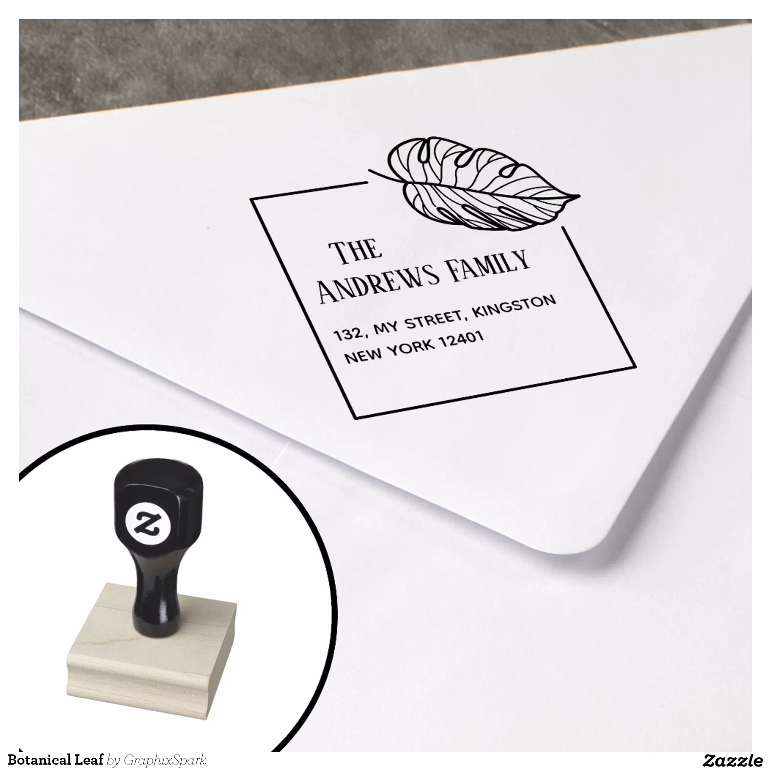 Botanical Leaf Rubber Stamp